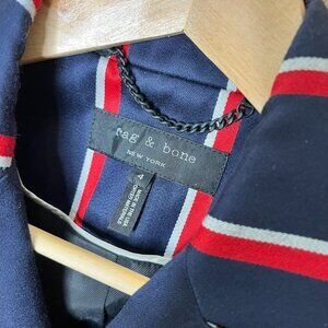 rag & bone Striped Blazer | Size 4 | Navy Tailored Jacket